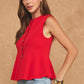 Kentucky Sleeveless Button-Front Peplum Knit Top