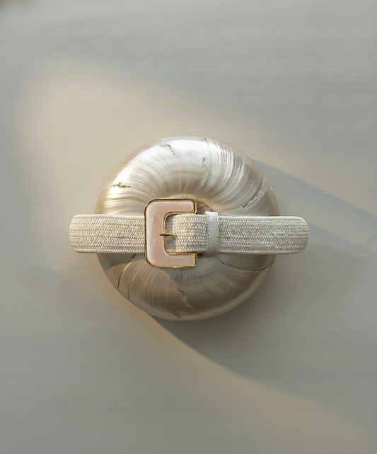 Subtle Sparkle Angular Buckle Raffia Stretch Belt