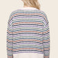 Confidence Multi Color Texture Stripe Crew Neck Sweater