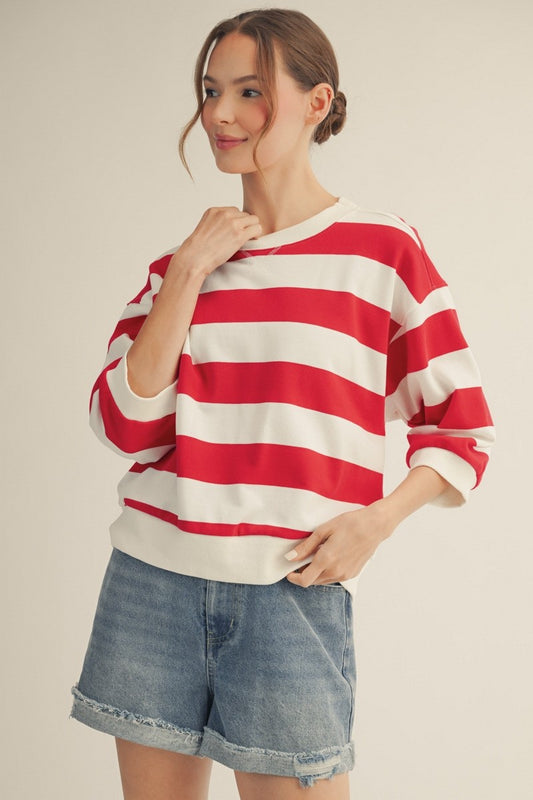 Conviction V-notched Bold Stripe Casual Top
