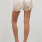 Karma Elastic Waist Satin Shorts with Lace Pointelle