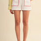 Spy High Waist Shorts with Contrast Stitching