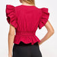Danville Flutter Sleeve Peplum Poplin Top