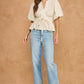 Somerset Dotted Textured Puff Sleeve Tie Waist Peplum Top