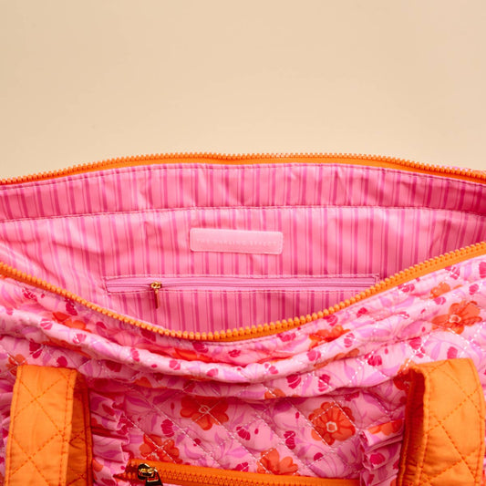 The Everyday Quilted Tote Bag–Poppin' Petals Hot Pink