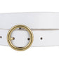 Round Brass Buckle Suede/Genuine Leather Belt｜Minimalist