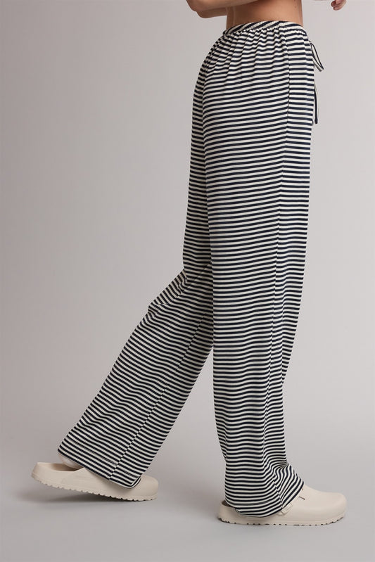 Imprint Pants Stripe Drawstring Knit Pants
