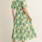 Ivy Ruffled Neckline Tiered Floral Midi Dress