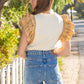 Louisville Ruffle Frill Mixed Media Knit Tee Top