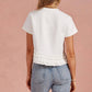 Paducah Ruffle Frill Asymmetric Hem Mixed Media Knit Tee Top