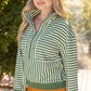 Pacific Open V-Neck Grommet Detail Striped Knit Top