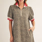 Color Band Accent Leopard Dress