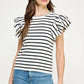 Berea Layered Flutter Short Sleeve Stripe Top