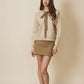 Preppy Hodded Sweater with Statement Contrast Bow Tie