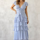 Santa Fe Lace Trim Tiered Ruffle Maxi Dress