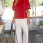 Justice Scalloped Hemline Bubble Sleeve Solid Corduroy Top