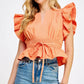 Midway Flutter Sleeve Peplum Poplin Top