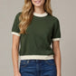 Verity Short Sleeve Color Block Sweater Top