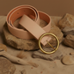 Round Brass Buckle Suede/Genuine Leather Belt｜Minimalist