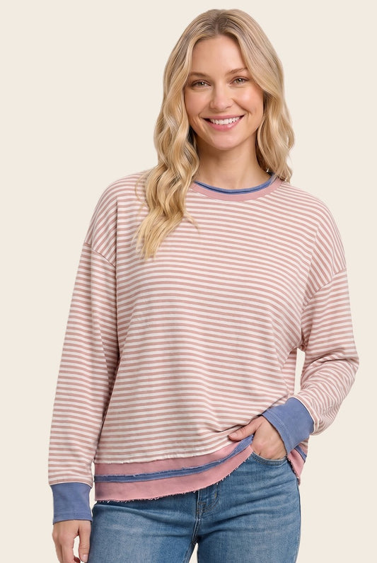 Eden Contrast Striped Long Sleeve Sweatshirt
