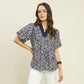 Miller Printed Puff Sleeve Ruffle Neck Top