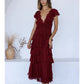 Santa Fe Lace Trim Tiered Ruffle Maxi Dress