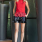 Richmond Lace Contrast Mock Neck Sleeveless Knit Top