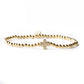 Faith Over Fear Gold Beaded Stretch Bracelet w/ Cross