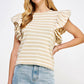 Berea Layered Flutter Short Sleeve Stripe Top