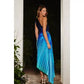 Ombre One Shoulder Asymmetrical Pleated Dress
