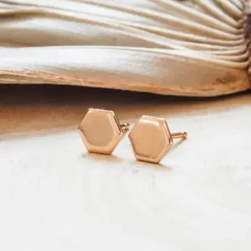 Hexagon Stud Earrings by Barberry & Lace