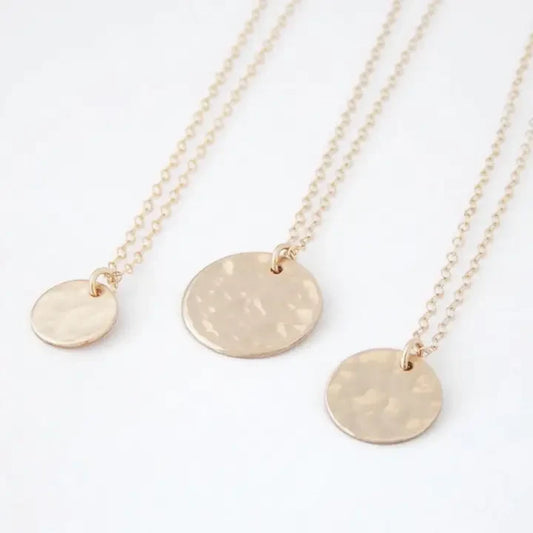 Hammered Disc Necklace by Barberry & Lace