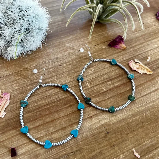 104 Turquoise Verasite Heart Hoops