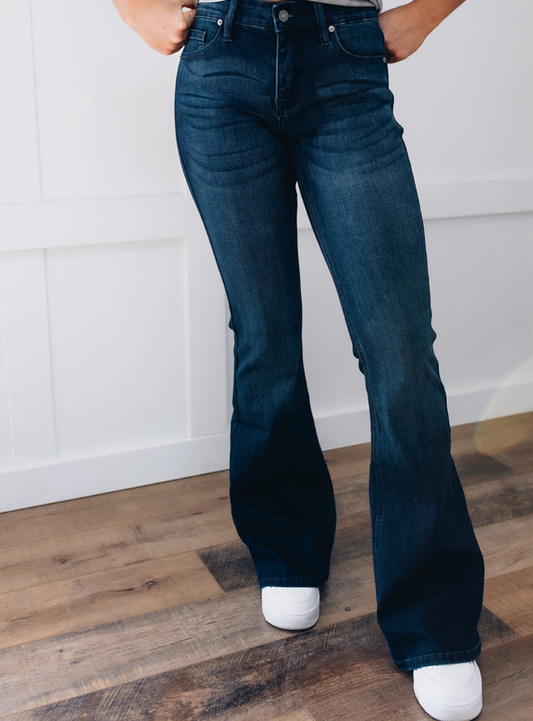 Stacy Mid Rise Dark Wash Flare by KanCan