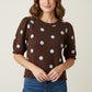 Portland Polka Dot Scallop Short Sleeve Sweater