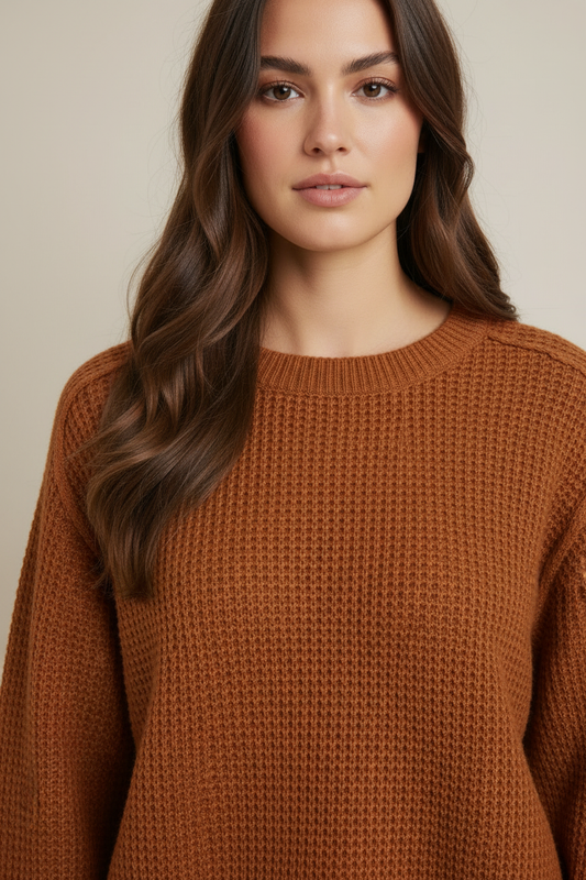 Frankie Long Sleeve Oversized Waffle Sweater