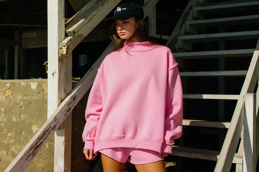 Solid Barbie Pink Oversized Sweatshirt