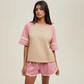 Pink and tan raglan t-shirt and shorts set