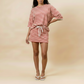 Red and Ivory Stripe Skort - Hand on Hip Landscape