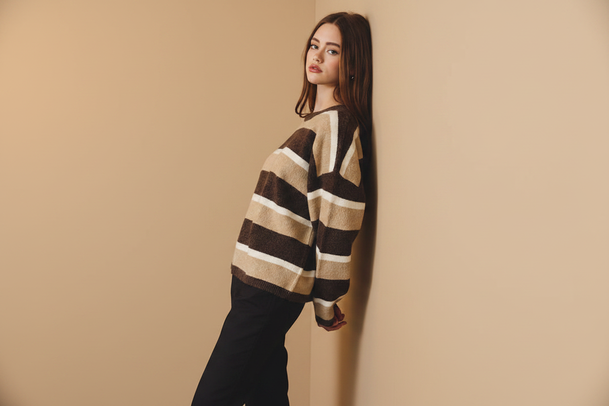 Striped Knit Sweater - Front