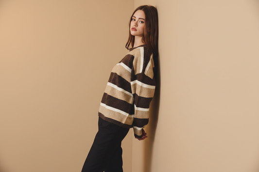 Striped Knit Sweater - Front