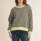 Torso Shot - Striped Contrast Trim Sweatshirt