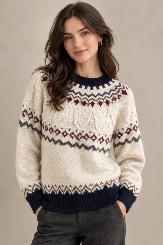 Nordic Fair Isle Style Cozy Knit Sweater